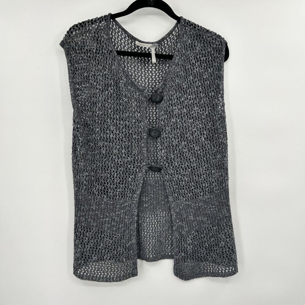Classiques Entier Womens Linen Silk Open Knit Sleeveless Cardigan‎ Sz L  Classic